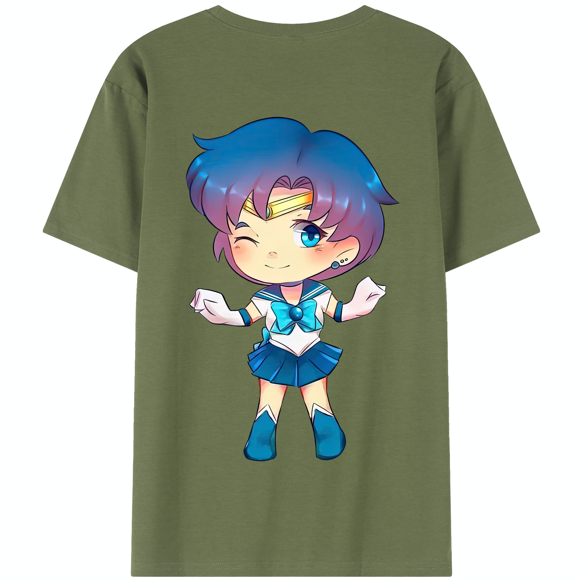 （画像用） 美少女戦士セーラームーン 水野 亜美 みずの あみ Sailor Moon Mizuno Ami 綿100％半袖Tシャツ（背面プリント）